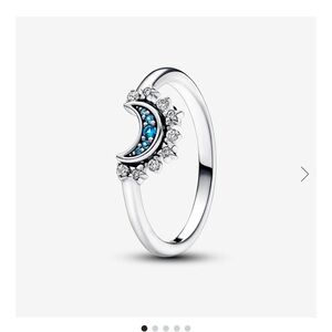 Pandora Celestial Blue Sparkling Moon Ring (Size: 5 Euro 50)